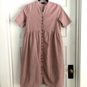Roolee Button Front Shirtdress Pink Stripe S